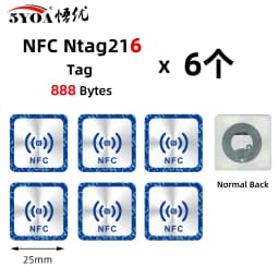 6pcs NFC Ntag213 Ntag215 Ntag216 TAG Sticker 213 13.56MHz Universal Label RFID Token Patrol Ultralight for Amiibo Etc