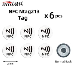 6pcs NFC Ntag213 Ntag215 Ntag216 TAG Sticker 213 13.56MHz Universal Label RFID Token Patrol Ultralight for Amiibo Etc