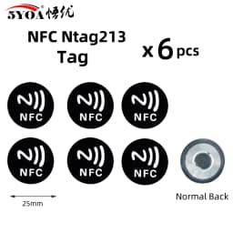 6pcs NFC Ntag213 Ntag215 Ntag216 TAG Sticker 213 13.56MHz Universal Label RFID Token Patrol Ultralight for Amiibo Etc