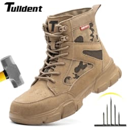 Outdoor Men Work Boots Safety Shoes Anti-puncture Safety Boot Work Steel Toe Shoes Indestructible Desert Combat Boots Protective
