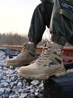 Outdoor Men Work Boots Safety Shoes Anti-puncture Safety Boot Work Steel Toe Shoes Indestructible Desert Combat Boots Protective