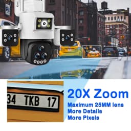 Smart WIFI Surveillance Camera 20MP Multi Lens Camera 20X Zoom PTZ Smart Home AI Human Tracking 360 Wireless Outdoor CCTV Camera