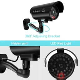 1PC Dummy Security Camera Watreproof Indoor Outdoor Fake CCTV Surveillance System, Red Flashing LED Lights, No Wiring Required