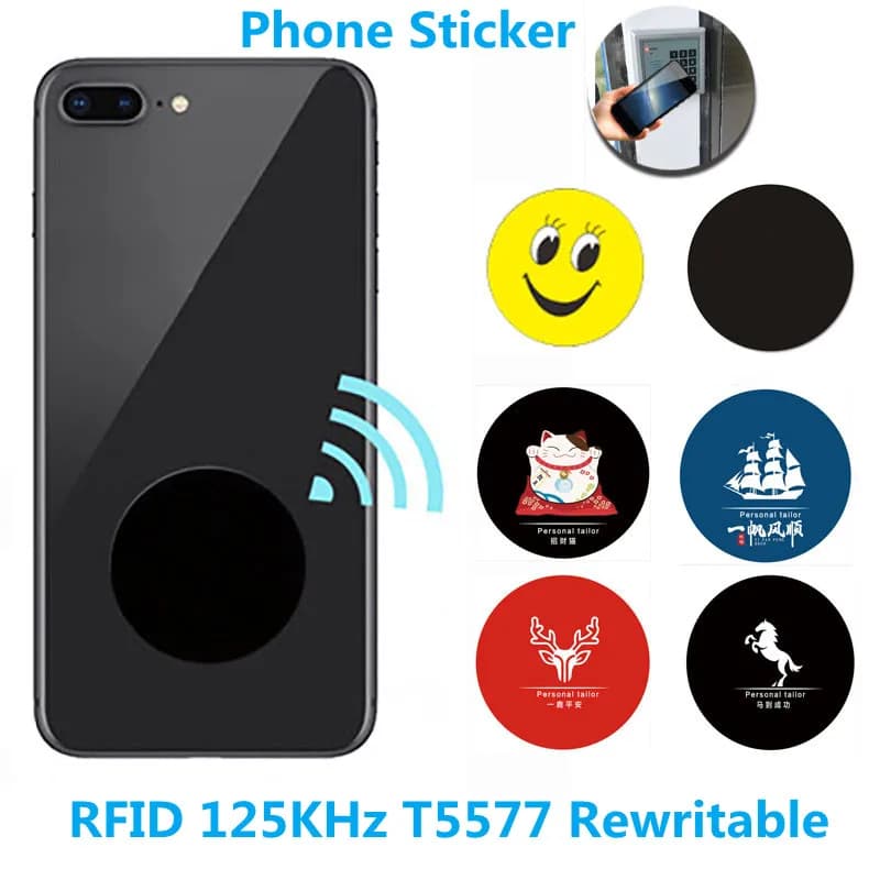 1pcs RFID 125KHz T5577 Rewritable Sticker Keytag Anti Metal Interference Label Writable Token Tag Duplicate Clone Phone Sticker
