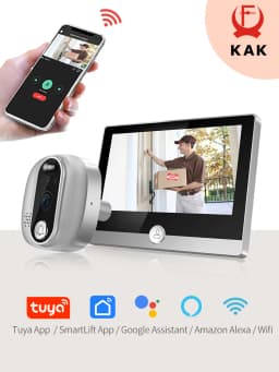 Tuya 1080P WiFi Door Bell Camera Google Alexa Smart Life Video Peephole PIR Motion Detector Digital Door Viewer with Intercom