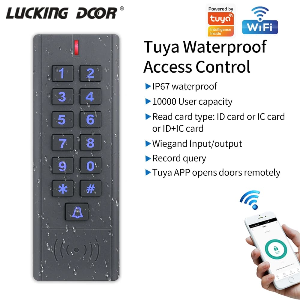 Waterproof Support Tuya App Access Control Keypad OTA Door Controller System RFID Keyboard WG26-44 56 58 APP Remote Door Opener