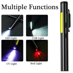 Portable Pen Clip Self-defense Flash Flashlight With Magnet Rechargeable TorchLight 365nm UV Flashlight Patrol Inspection