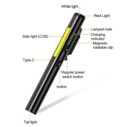 Portable Pen Clip Self-defense Flash Flashlight With Magnet Rechargeable TorchLight 365nm UV Flashlight Patrol Inspection