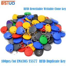 100pcs/Iot EM4305 T5577 125khz Copy Rewritable Writable Rewrite Keyfob RFID Tag Key Ring Card Proximity Token Badge Duplicate