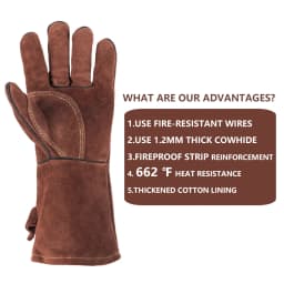 14 Inch Welding Gloves For Welder Work Gloves Thick Cow Split Leather Heat Resistant Oven BBQ Gloves For Grill Heat Insulation
