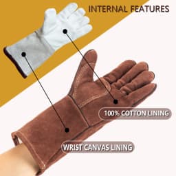 14 Inch Welding Gloves For Welder Work Gloves Thick Cow Split Leather Heat Resistant Oven BBQ Gloves For Grill Heat Insulation
