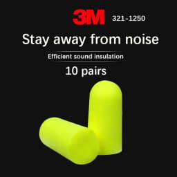 10 Pairs Authentic 3M 312-1250 Foam Soft Corded Ear Plugs Noise Reduction Norope Earplugs Swimming Protective Earmuffs