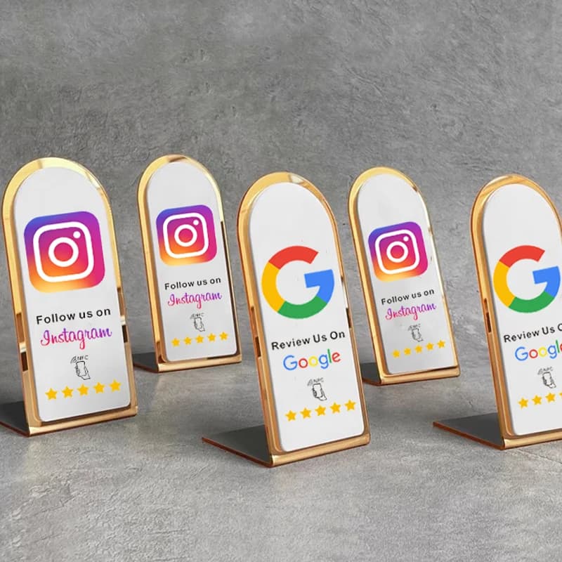 NFC Google Tap to Review Stand - Table Display for Google Reviews NFC Acrylic Stand Display