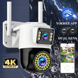 Yoosee 4K 8MP Dual Lens Dual Screens Color Night Vision Motion Detection Two Way Audio Outdoor Waterproof Wifi Security Camera