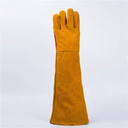23.6 Inch Long Sleeves Leather Welding Gloves, Heat Resistant Stove Fire and Barbecue Gloves, Puncture Resistant Gloves for Gard