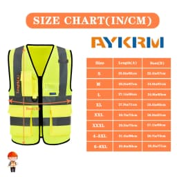 AYKRM 21 Colour (XS-8XL) Hi Vis Viz High Visibility Reflective Zip Pocket Security Waistcoats Jacket Workwear Vests
