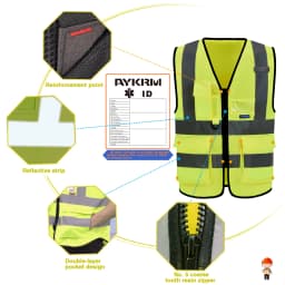 AYKRM 21 Colour (XS-8XL) Hi Vis Viz High Visibility Reflective Zip Pocket Security Waistcoats Jacket Workwear Vests