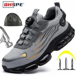 Men's Safety Shoes Protection And Elastic Safety Boots Fashionable Casual Shoes Breathable Odor Protection Men's Work Shoes