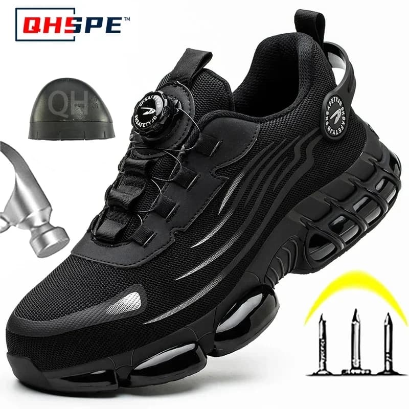 Men's Safety Shoes Protection And Elastic Safety Boots Fashionable Casual Shoes Breathable Odor Protection Men's Work Shoes
