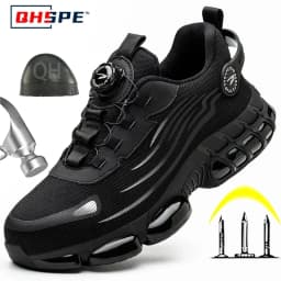 Men's Safety Shoes Protection And Elastic Safety Boots Fashionable Casual Shoes Breathable Odor Protection Men's Work Shoes