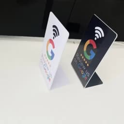 programmable Google Review Card 13.56Mhz NFC station table NFC Google Reviews display bending card standing brand bracket