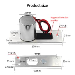 New DC12V Electric Drop Bolt Lock NC Fail Safe Stainless Waterproof Outdoor Embed Install Magnetic Induction Electronic Cylinder