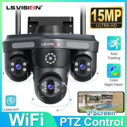 LS VISION 8K 15MP IP Camera Three Lens PTZ WiFi Outdoor Waterproof Auto Tracking PTZ Security CCTV Video Surveillance Cam IP66