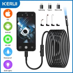 KERUI 8mm 2MP Endoscope Automotive Borescope Inspection Camera Dual/Single Lens for Iphone IOS Smart Phone Android Type C Cars