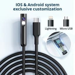 KERUI 8mm 2MP Endoscope Automotive Borescope Inspection Camera Dual/Single Lens for Iphone IOS Smart Phone Android Type C Cars