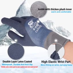 1Pair Winter Waterproof Thermal Gloves Work Safety Anti-Slip Grip Latex Coated Garden Gloves For Worker Builder Hands Protection