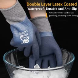 1Pair Winter Waterproof Thermal Gloves Work Safety Anti-Slip Grip Latex Coated Garden Gloves For Worker Builder Hands Protection