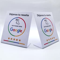 13.56Mhz Programmable Google Review Card NFC Station Table NFC Google Reviews Display Card Standing Déjanos Tu Reseña