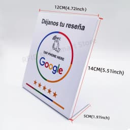 13.56Mhz Programmable Google Review Card NFC Station Table NFC Google Reviews Display Card Standing Déjanos Tu Reseña
