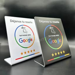 13.56Mhz Programmable Google Review Card NFC Station Table NFC Google Reviews Display Card Standing Déjanos Tu Reseña