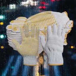 12 Pairs Cotton Polyester String Knit Shell Safety Protection Work Gloves, Painter Mechanic Industrial Warehouse with Dots,