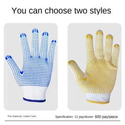 12 Pairs Cotton Polyester String Knit Shell Safety Protection Work Gloves, Painter Mechanic Industrial Warehouse with Dots,