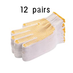 12 Pairs Cotton Polyester String Knit Shell Safety Protection Work Gloves, Painter Mechanic Industrial Warehouse with Dots,
