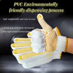 12 Pairs Cotton Polyester String Knit Shell Safety Protection Work Gloves, Painter Mechanic Industrial Warehouse with Dots,