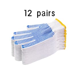 12 Pairs Cotton Polyester String Knit Shell Safety Protection Work Gloves, Painter Mechanic Industrial Warehouse with Dots,