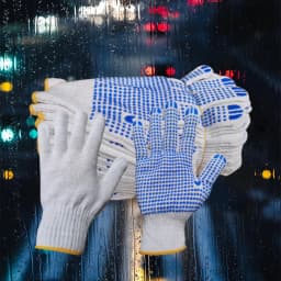 12 Pairs Cotton Polyester String Knit Shell Safety Protection Work Gloves, Painter Mechanic Industrial Warehouse with Dots,