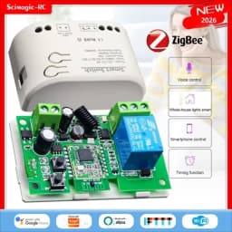 Smart Garage Door Opener Zigbee Inching Self-locking Switch Relay 433 Remote Control Receiver Voice Controller Works with Tuya
