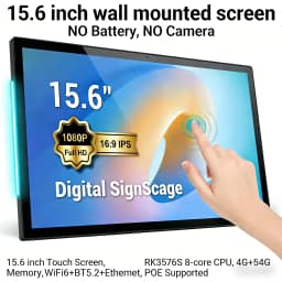 15.6" Android 14 Wall-Mount Smart Home Control Panel, RK3576S Octa-Core FHD IPS Touchscreen Tablet, PoE, WiFi/Ethernet, 4GB+64GB