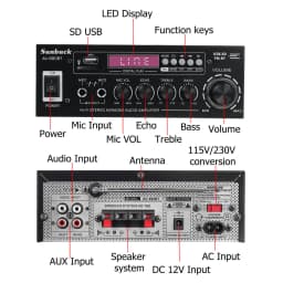 SUNBUCK AV-660BT Sound Amplifier CH 2.1 Power Amplifiers For Home Car Meeting Theater AMP Support EQ FM USB SD Card 2 Mic Input