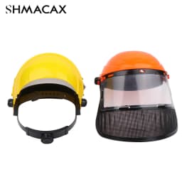 Garden Grass Trimmer Safety Helmet Hat With Full Face Mesh Protective Mask For Logging Brush Cutter Forestry Protection