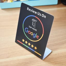 13.56MHz Programmable Google Review Card NFC Station Table NFC Google Reviews Display Bending Card Standing Brand Bracket