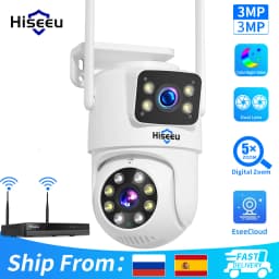 Hiseeu 6MP WIFI PTZ IP Camera Dual Lens 5X Digital Zoom Auto Tracking CCTV Surveillance Camera For Hiseeu Wireless CCTV System