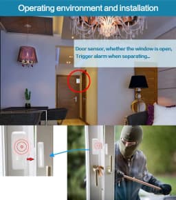 MULO Wireless Door & Window Sensors EV1527 Coding Mode RF 433MHz for Home Security Alarm System Home Burglar Alarm Kits PB-67R