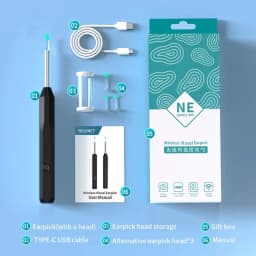 HD Ear Cleaner Otoscope with Camera Earwax Remover Tool Kit with 6 LED Lights for iPhone iPad Android Smart Phone
