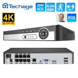 Techage H.265 8CH PoE NVR UHD 4K 8MP 5MP 4MP 1080P Network Video Recorder for Surveillance System Face Tracking Security Camera