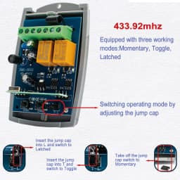 433.92MHz Universal Garage Door Receiver Remote Control Controller Switch 12V 24V 110V 220V 230V Relay 2CH Momentary Toggle